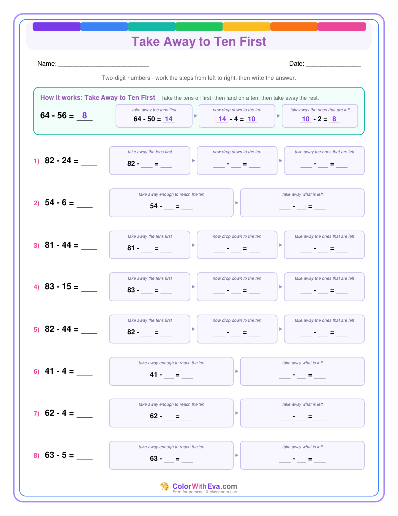 Take Away to Ten First: Subtraction Level 2 (Set 2) thumbnail