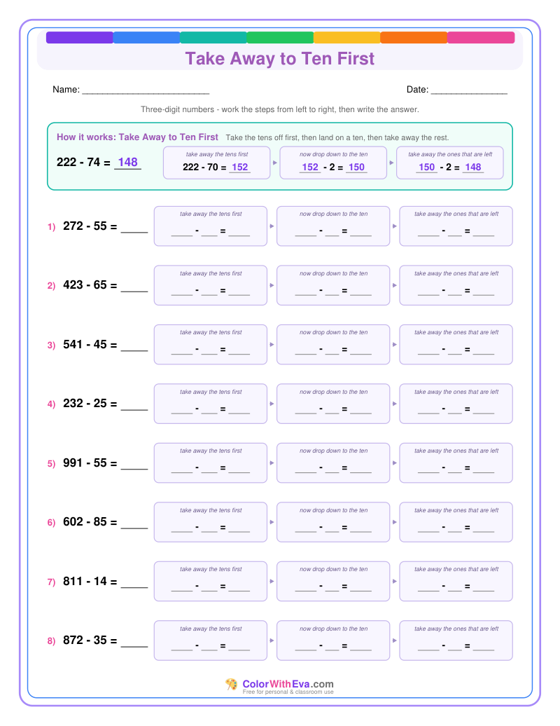 Take Away to Ten First: Subtraction Level 3 (Set 2) thumbnail
