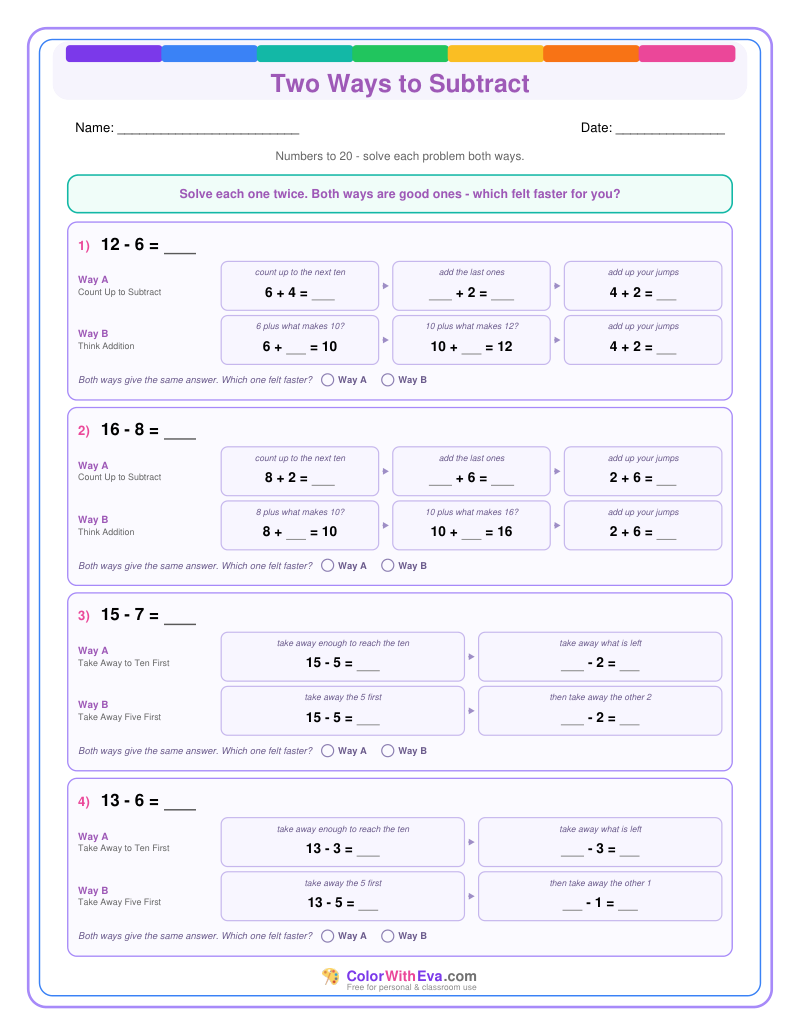 Two Ways to Subtract: Level 1 (Set 2) thumbnail