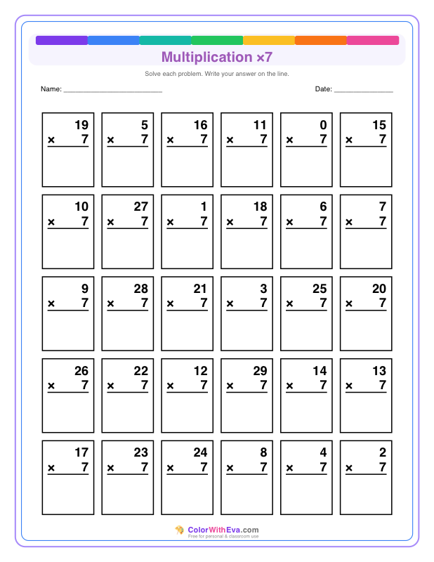 Multiply by 7 (Set 1) preview