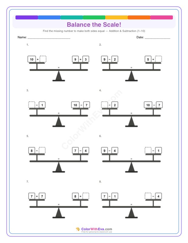 Balance the Scale: Mixed Easy Level 1 (Set 2) thumbnail