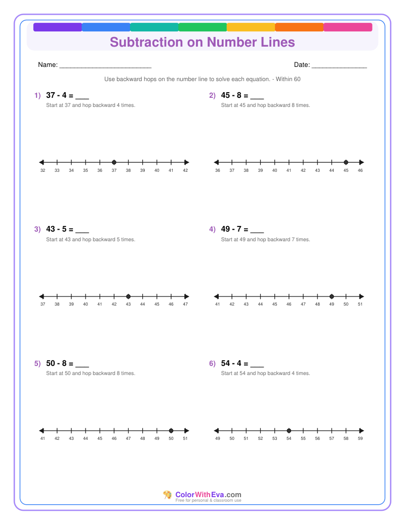Subtraction on Number Lines: Level 4 (Set 1) thumbnail