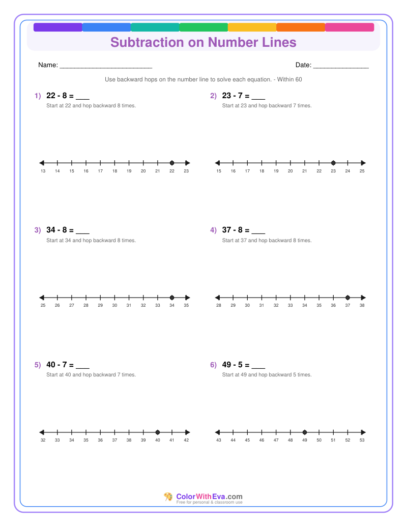 Subtraction on Number Lines: Level 4 (Set 4) thumbnail