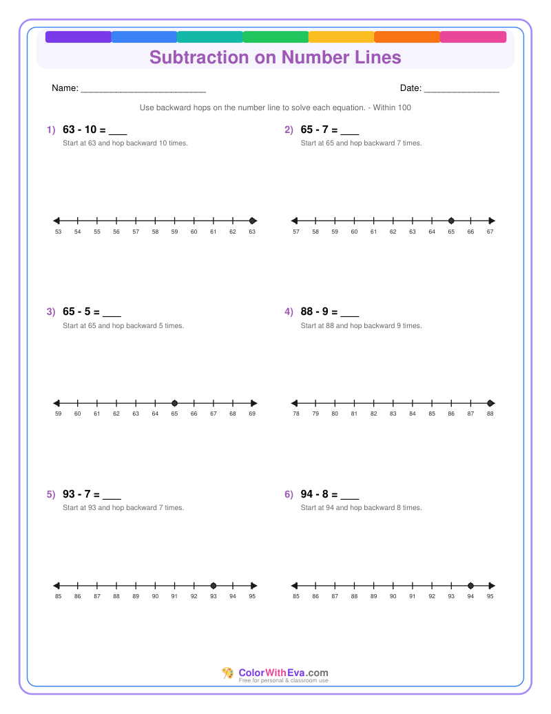 Subtraction on Number Lines: Level 5 (Set 2) thumbnail