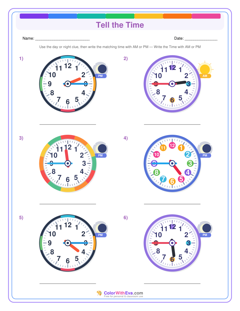 Telling Time: AM and PM Time (Set 2) preview
