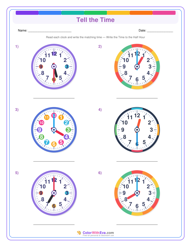 Telling Time: Hour and Half Hour (Set 1) preview