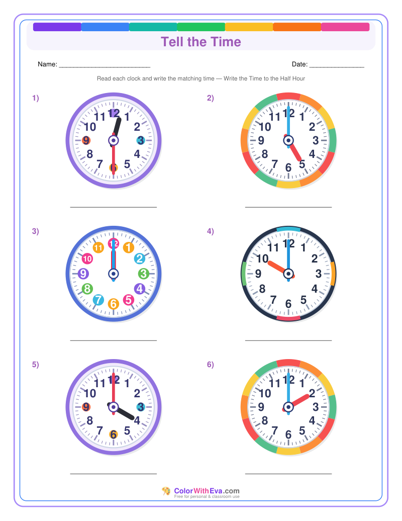 Telling Time: Hour and Half Hour (Set 2) preview