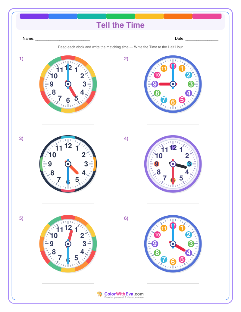 Telling Time: Hour and Half Hour (Set 3) preview