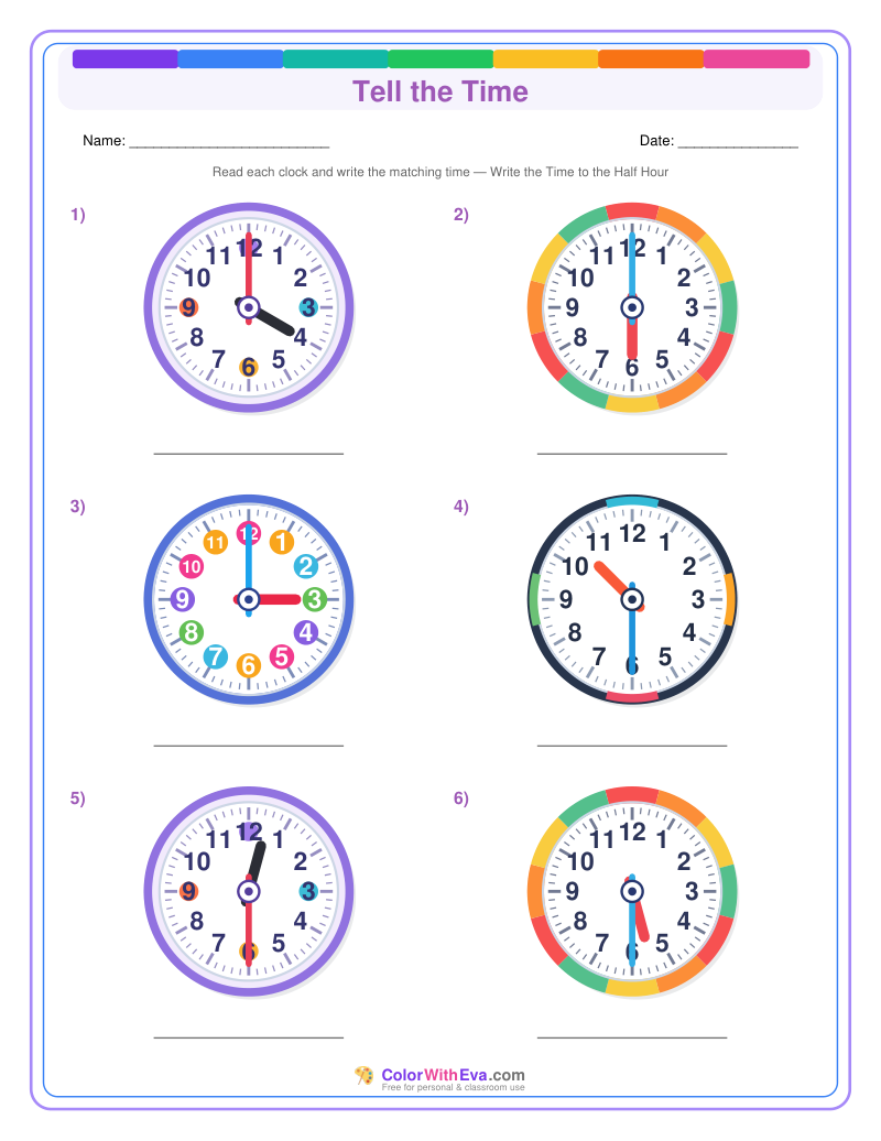 Telling Time: Hour and Half Hour (Set 4) preview