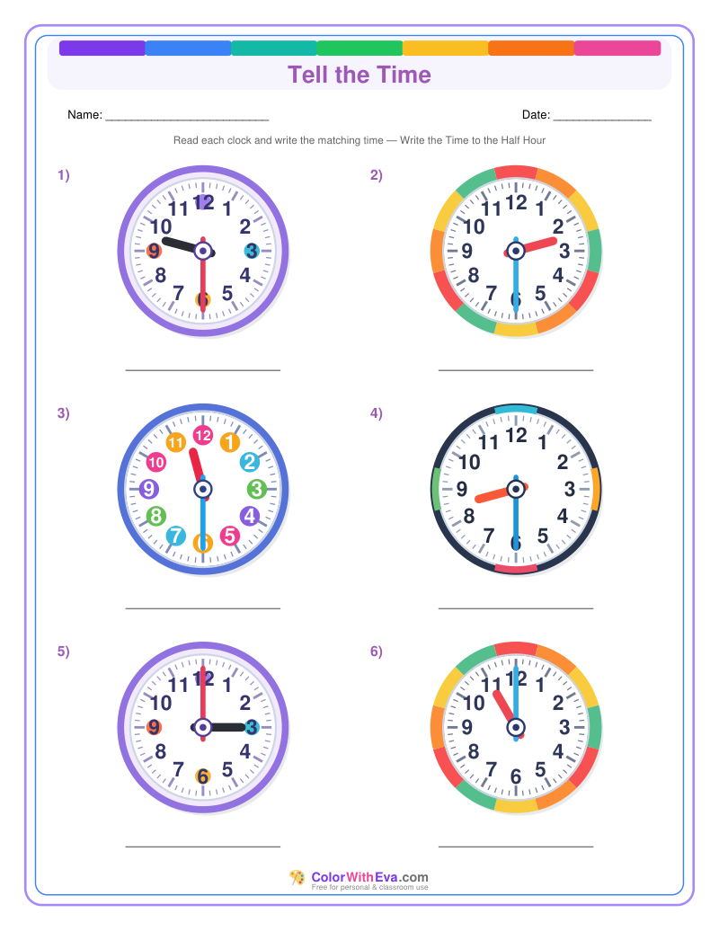 Telling Time: Hour and Half Hour (Set 5) preview