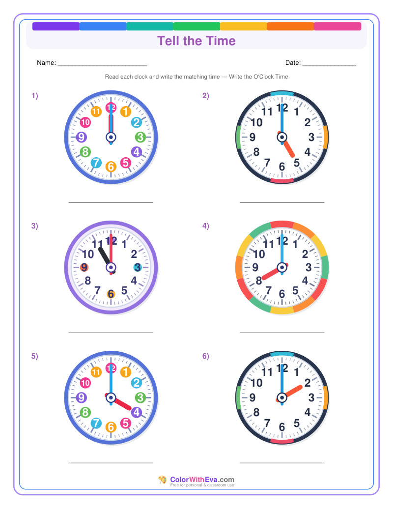 Telling Time: O'Clock Practice (Set 2) preview