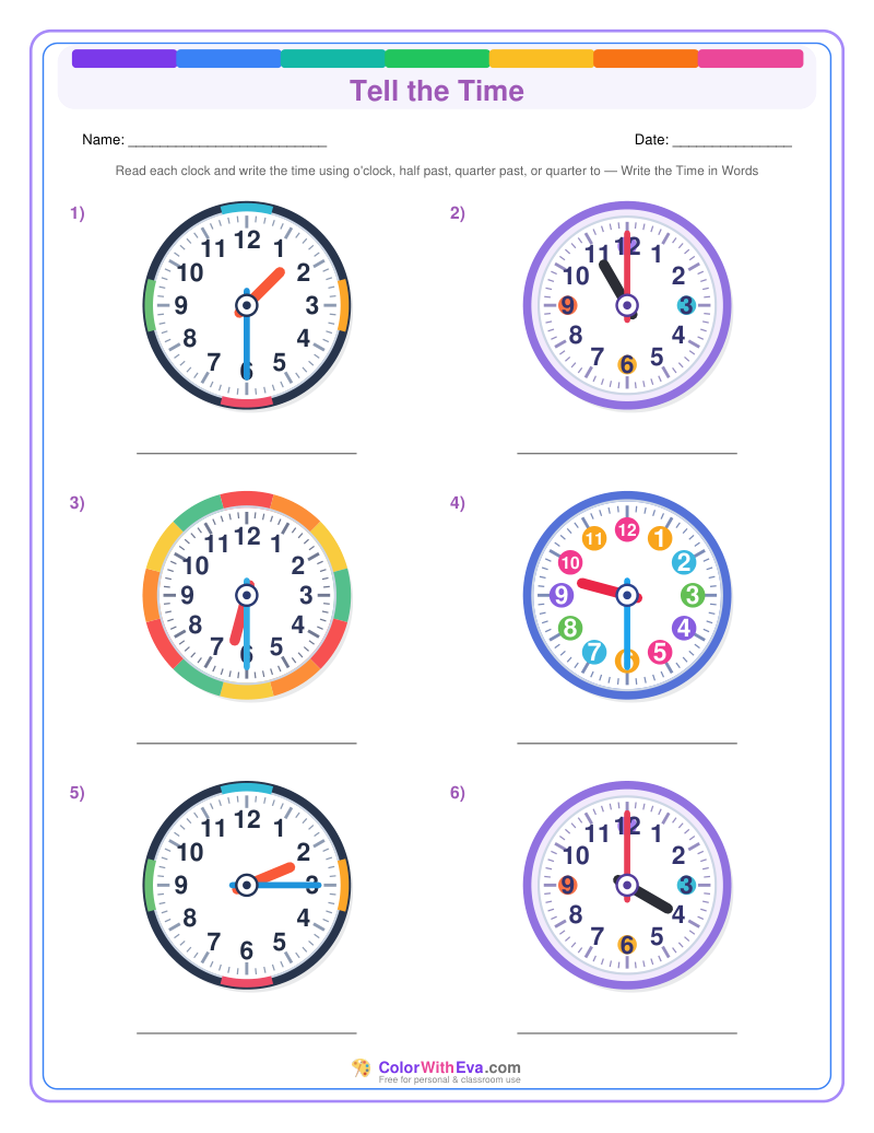 Telling Time: Quarter Past and Quarter To (Set 1) preview