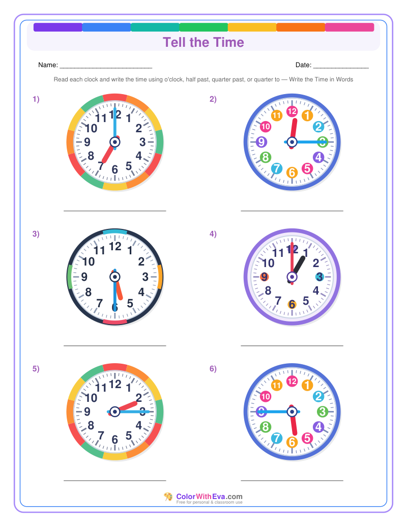 Telling Time: Quarter Past and Quarter To (Set 5) preview