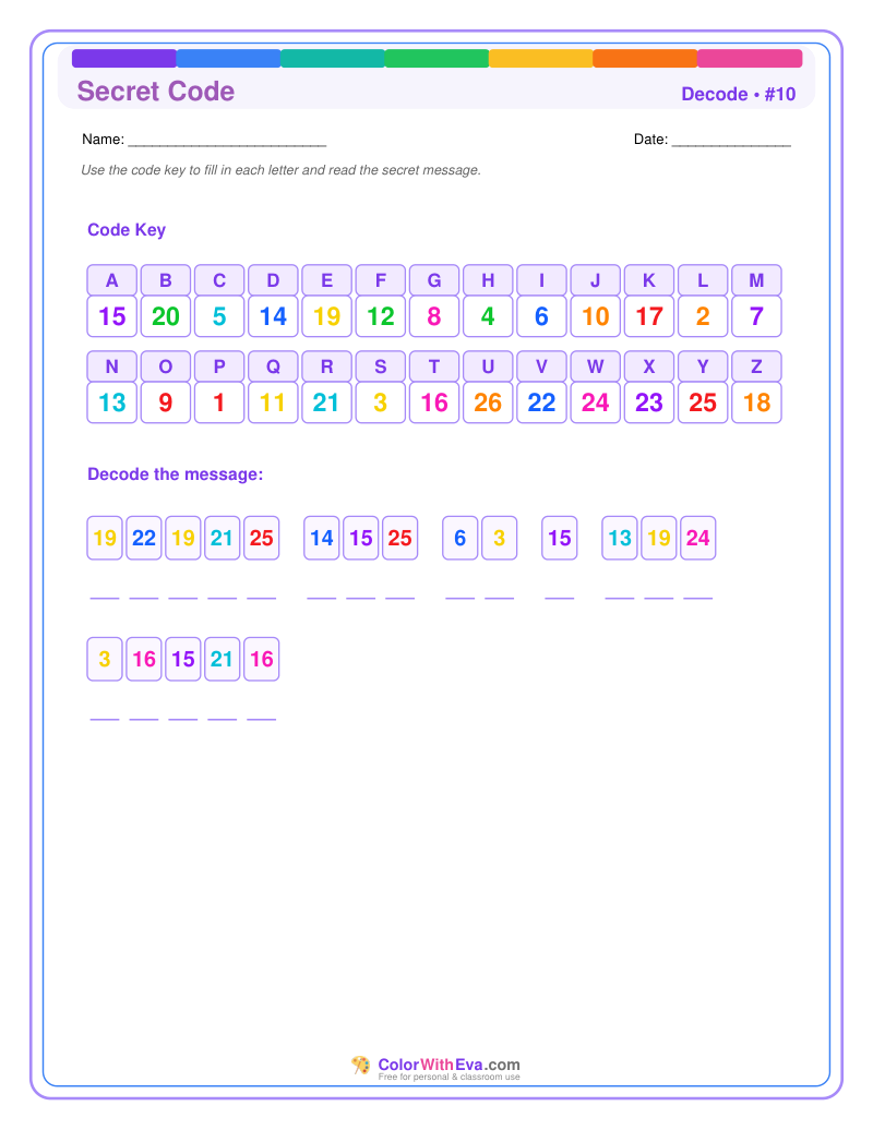Secret Code Puzzle #10 preview