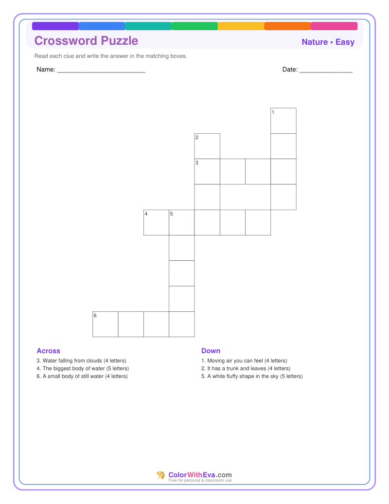 Nature Crossword Puzzle - Easy #1 preview