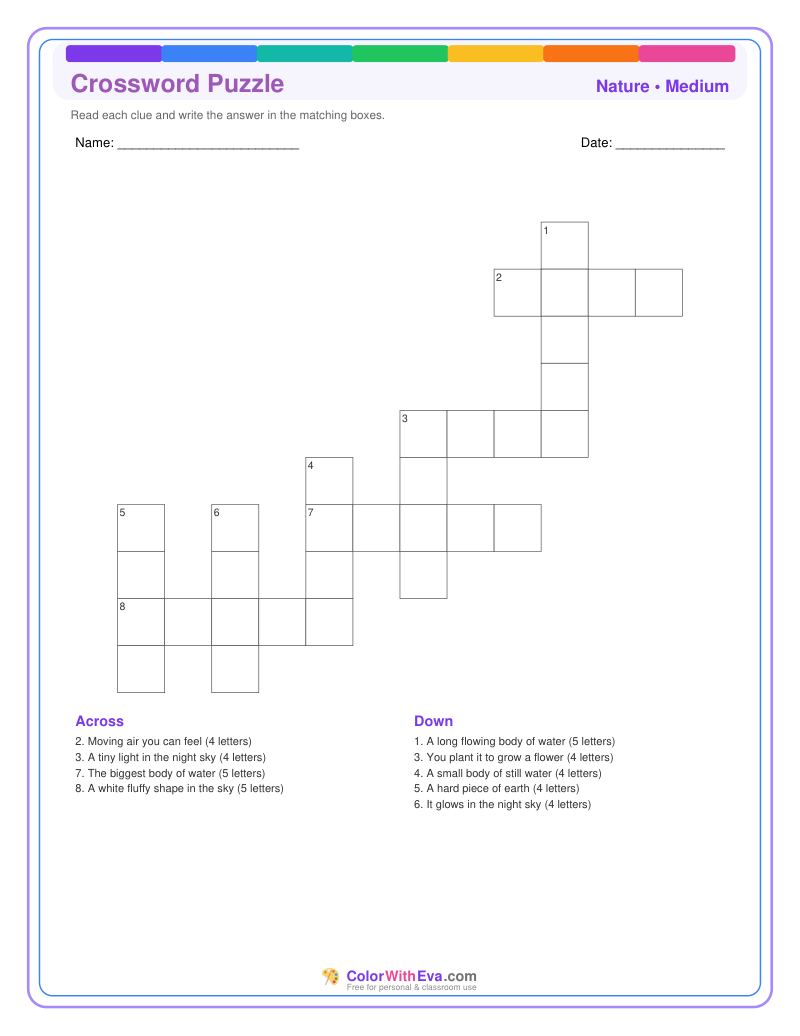 Nature Crossword Puzzle - Medium #1 preview