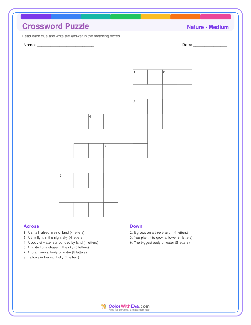 Nature Crossword Puzzle - Medium #2 preview