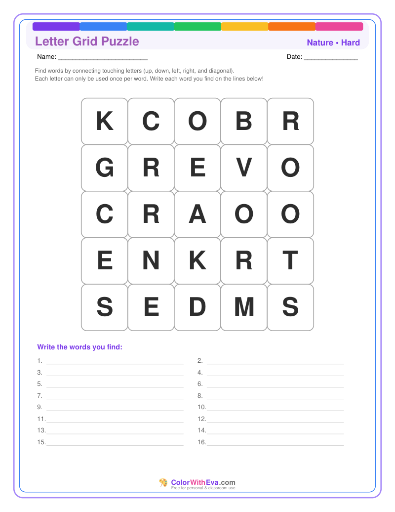 Nature Letter Grid – Hard #1 preview