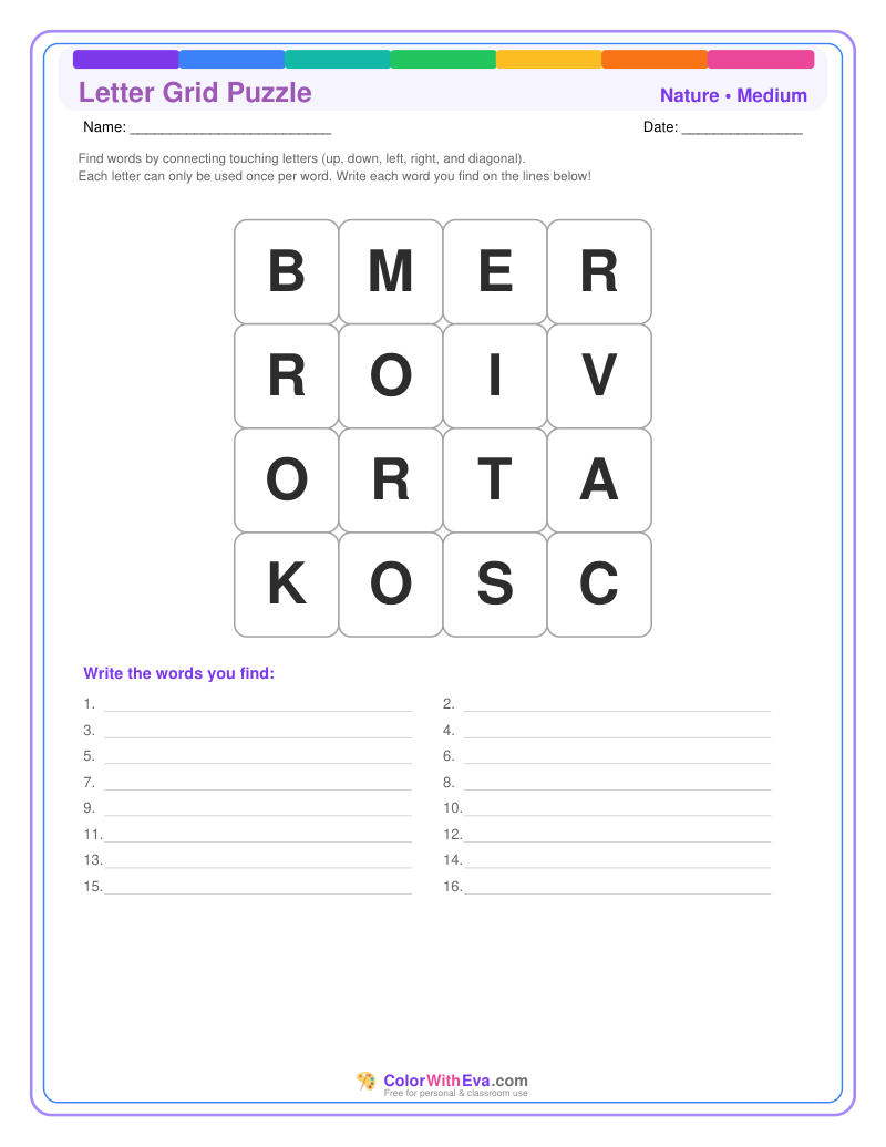 Nature Letter Grid – Medium #1 preview