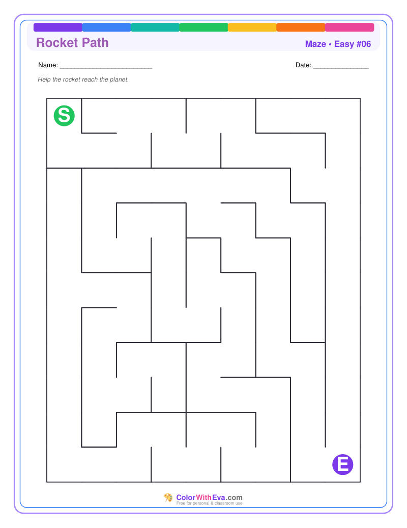 Rocket Path Maze – Easy #06 preview
