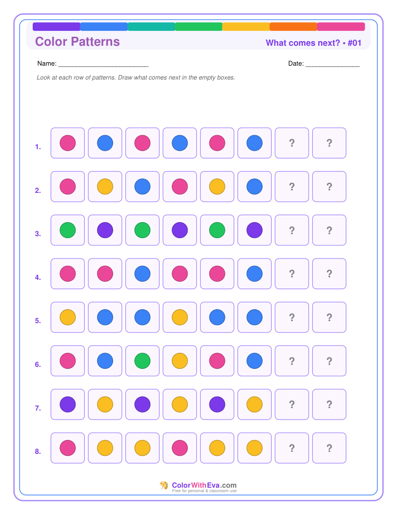 Pattern Completion: Color Patterns #01 preview