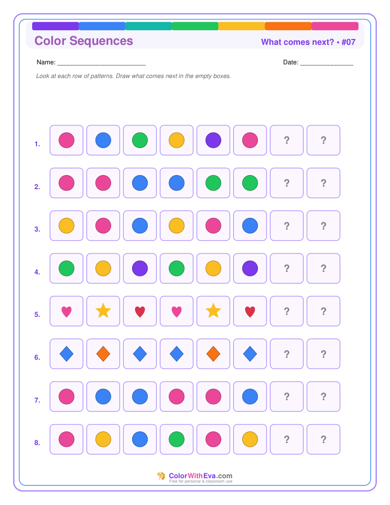 Pattern Completion: Color Sequences #07 preview