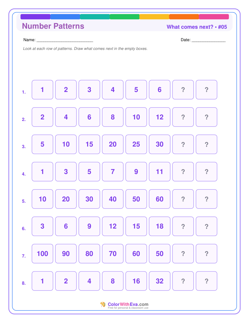 Pattern Completion: Number Patterns #05 preview