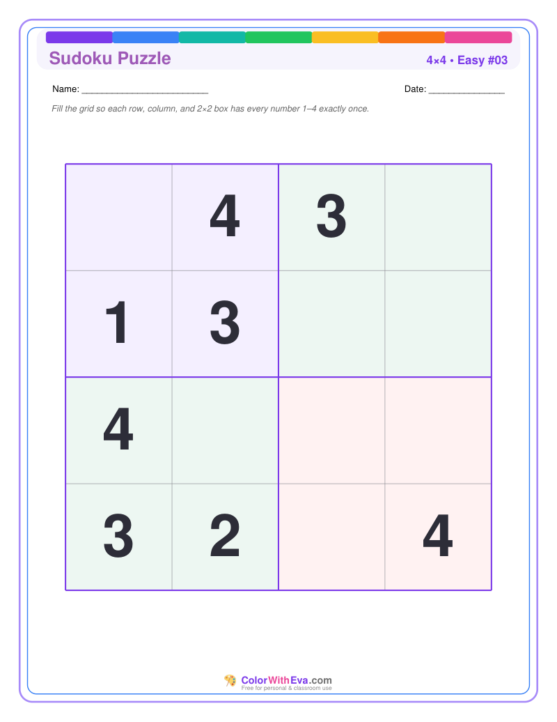 Sudoku 4×4 – Easy #03 preview