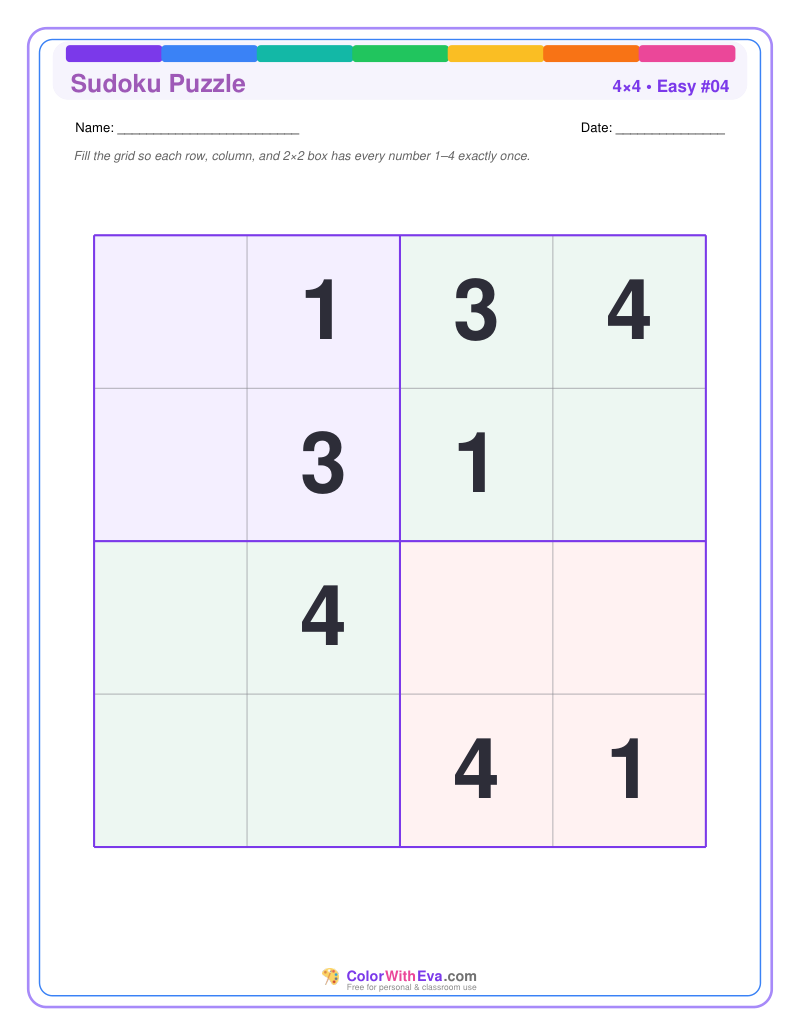 Sudoku 4×4 – Easy #04 preview