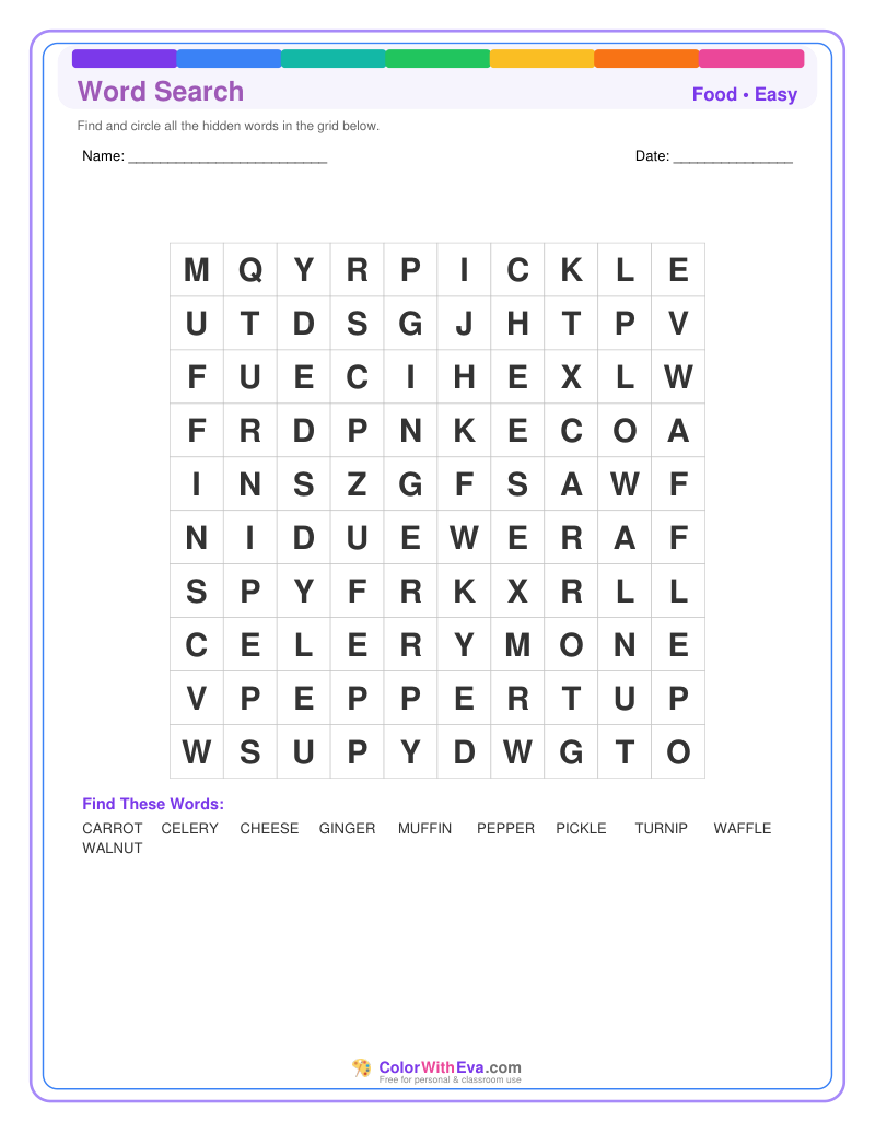 Food Word Search – Easy #1 preview
