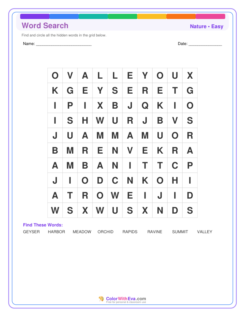 Nature Word Search – Easy #2 preview