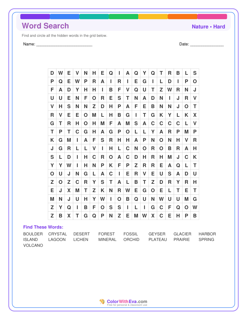Nature Word Search – Hard #2 preview