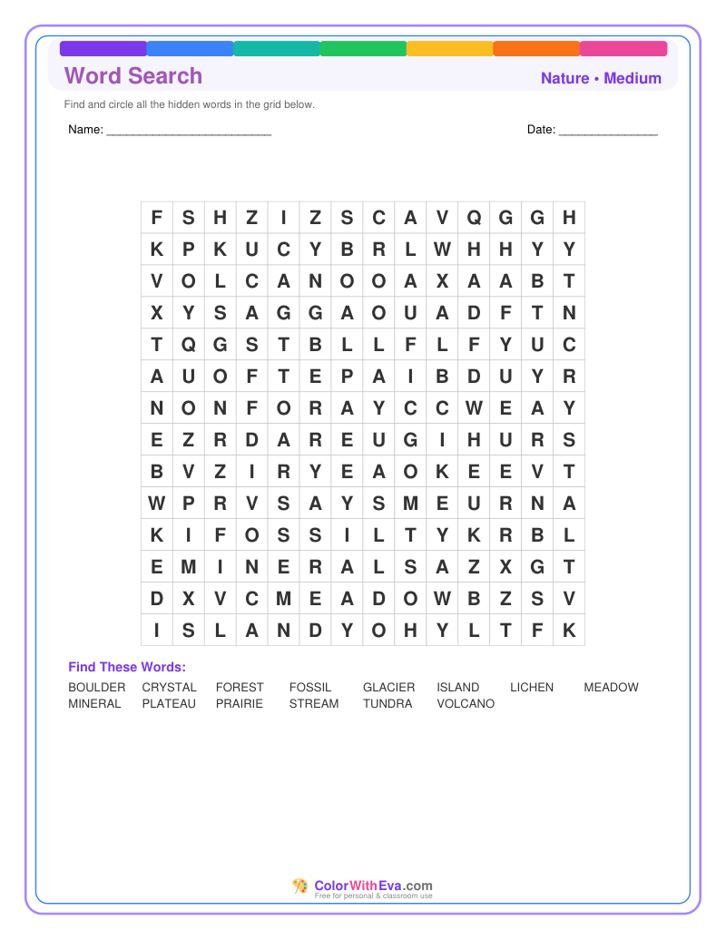 Nature Word Search – Medium #1 preview