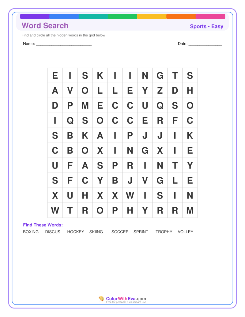 Sports Word Search – Easy #2 preview