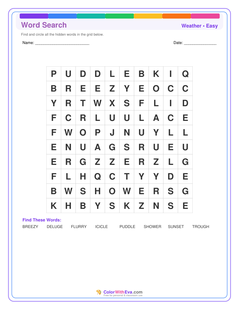 Weather Word Search – Easy #2 preview