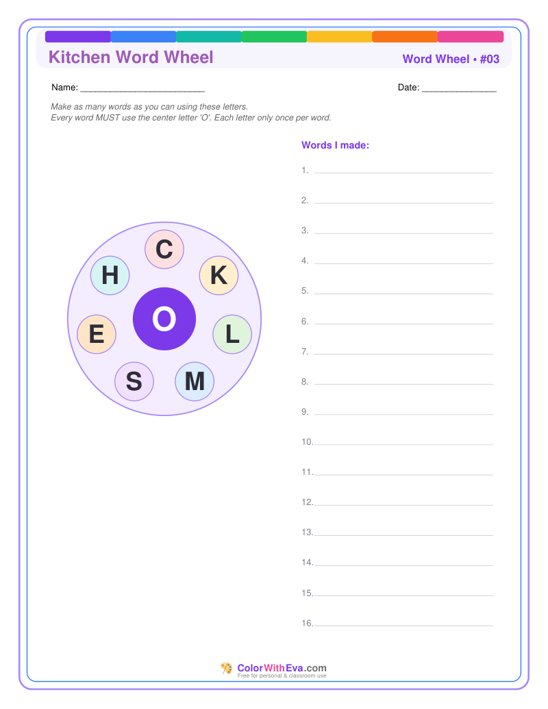 Kitchen Word Wheel #03 preview