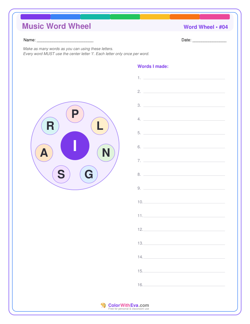 Music Word Wheel #04 preview