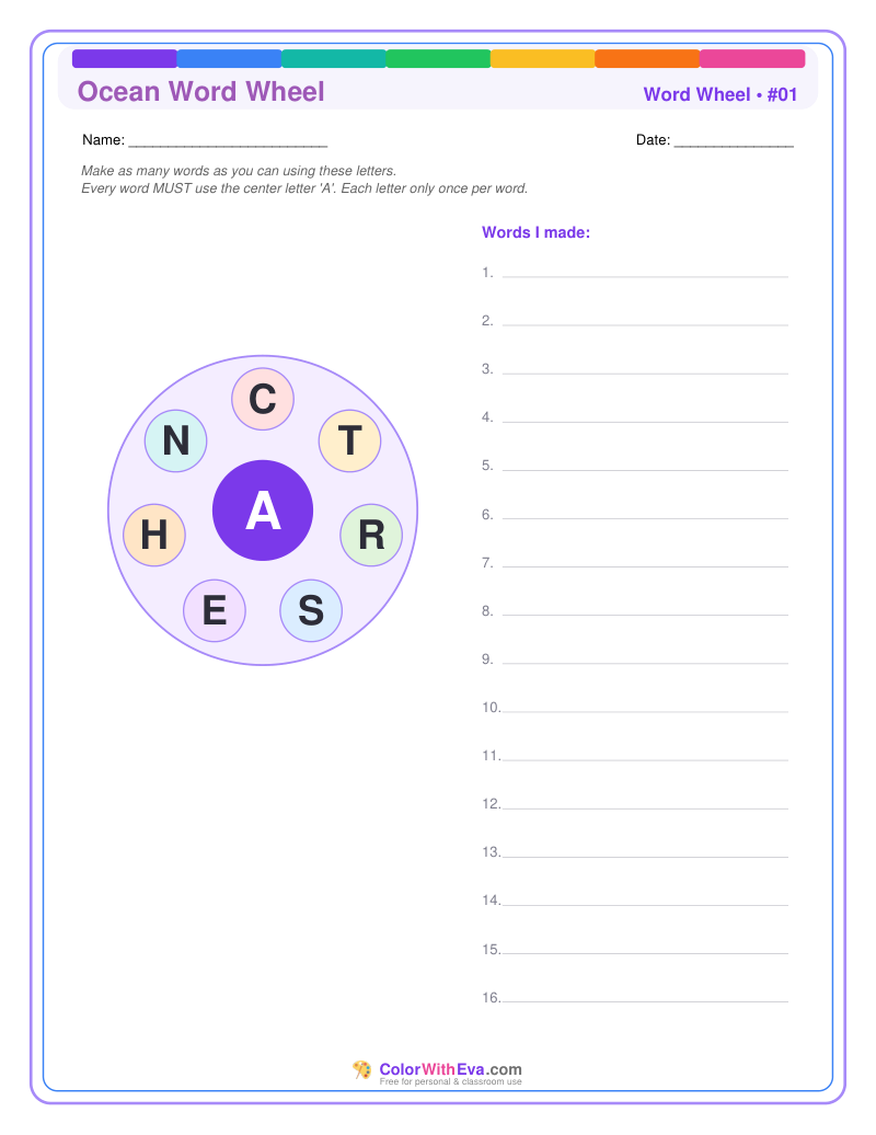 Ocean Word Wheel #01 preview