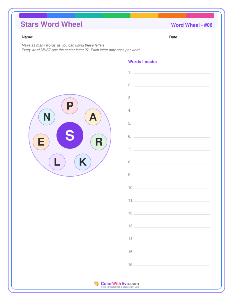 Stars Word Wheel #06 preview