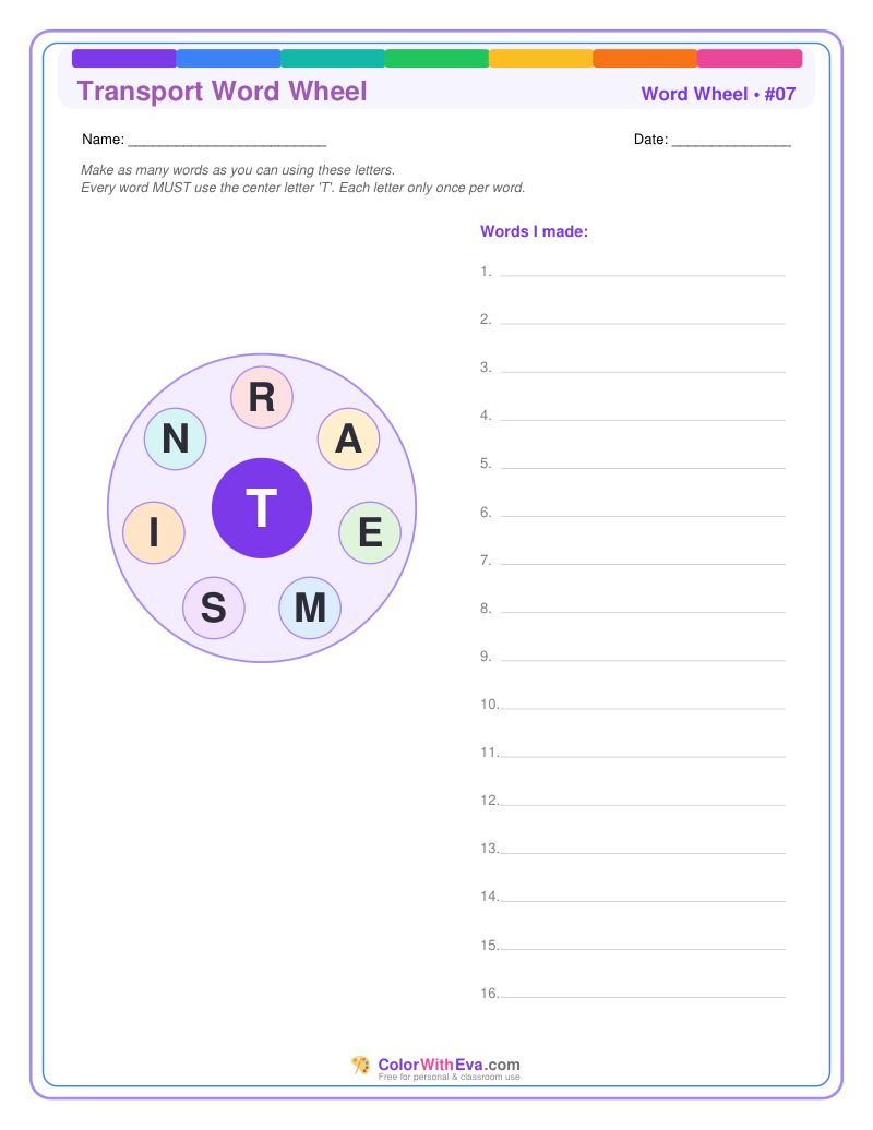 Transport Word Wheel #07 preview