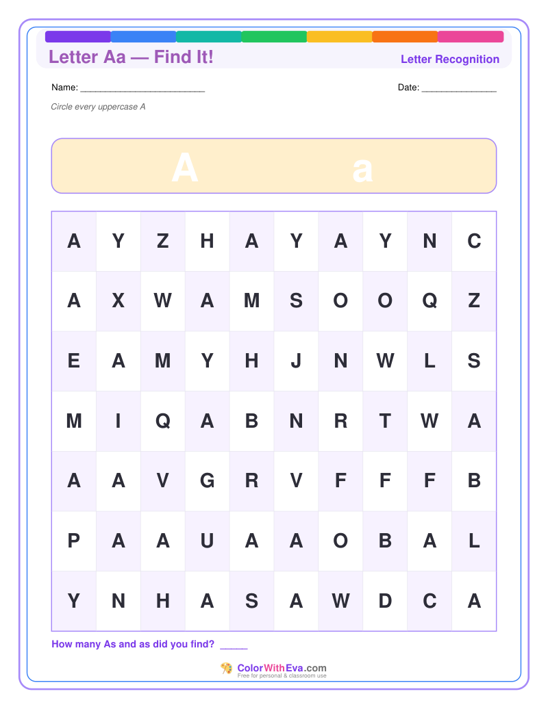 Letter Recognition: Find the Letter A preview