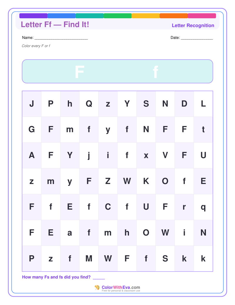Letter Recognition: Find the Letter F preview