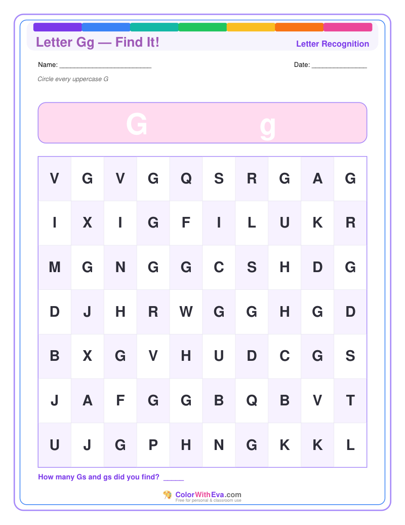 Letter Recognition: Find the Letter G preview