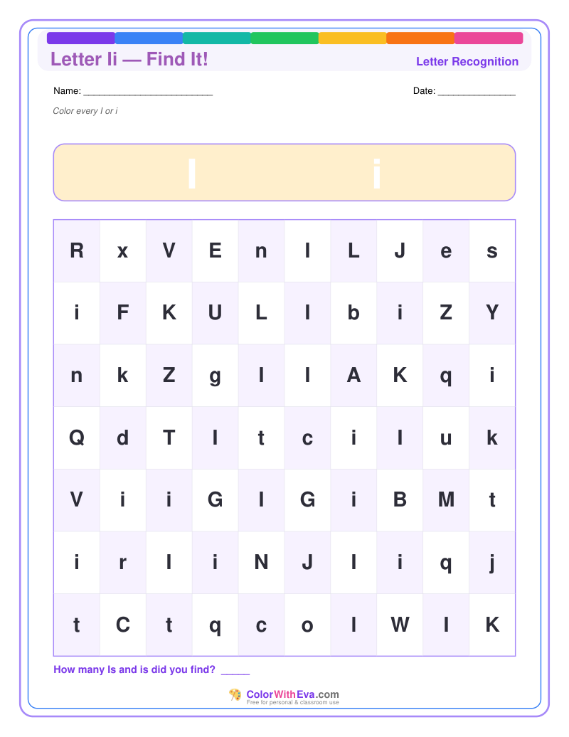 Letter Recognition: Find the Letter I preview