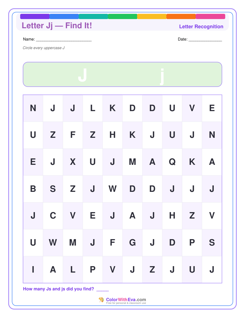 Letter Recognition: Find the Letter J preview