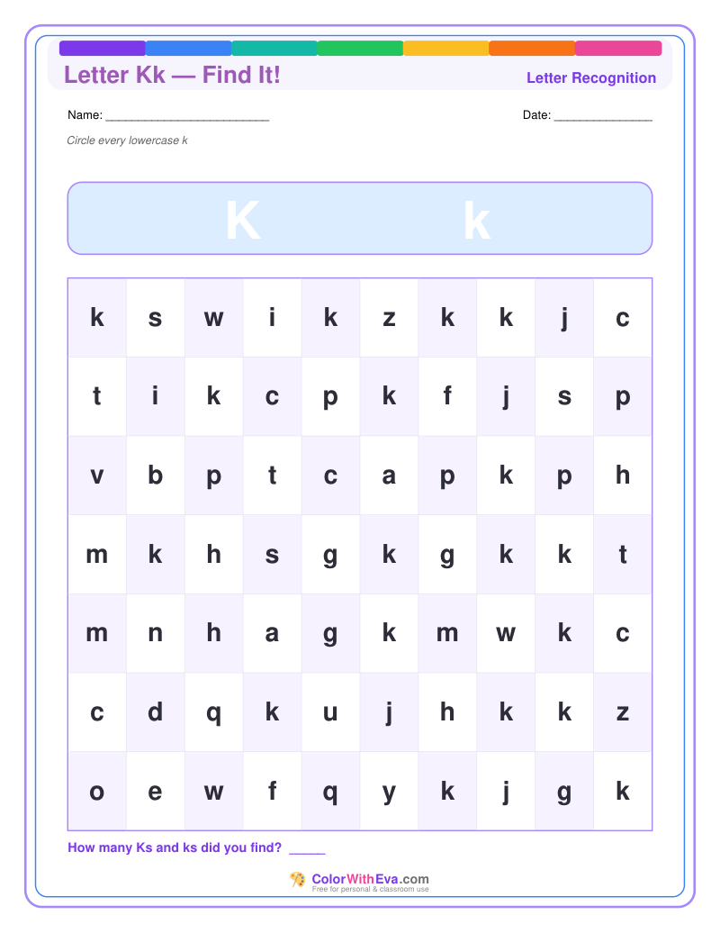 Letter Recognition: Find the Letter K preview