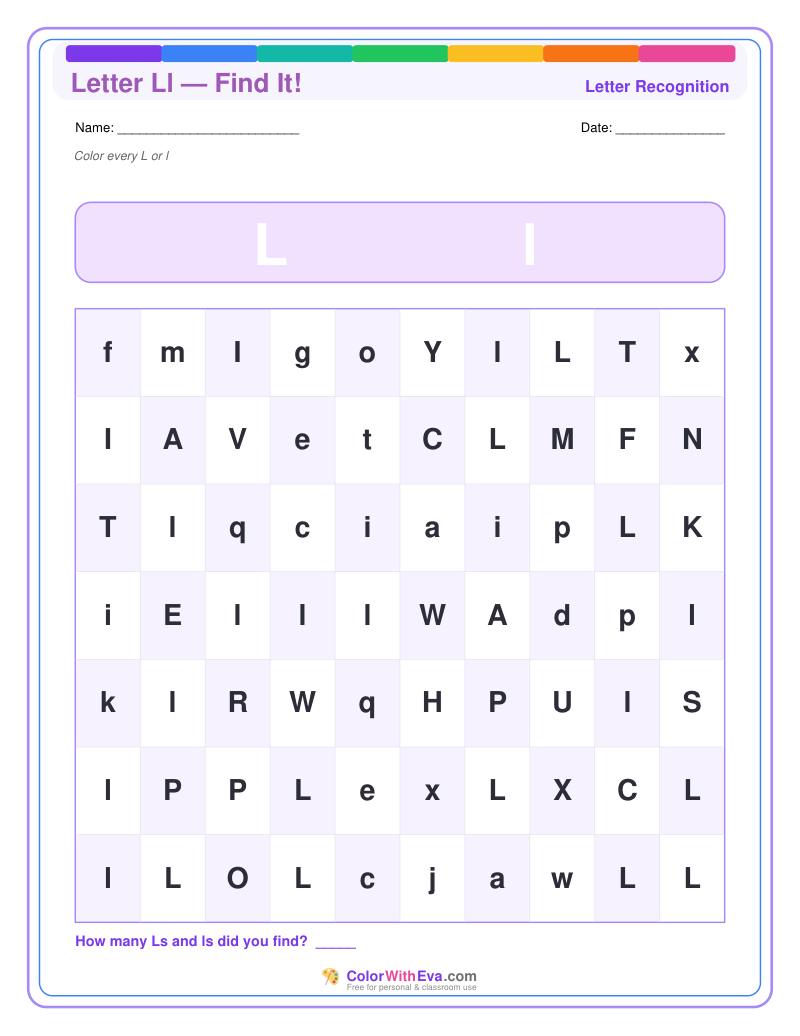 Letter Recognition: Find the Letter L preview
