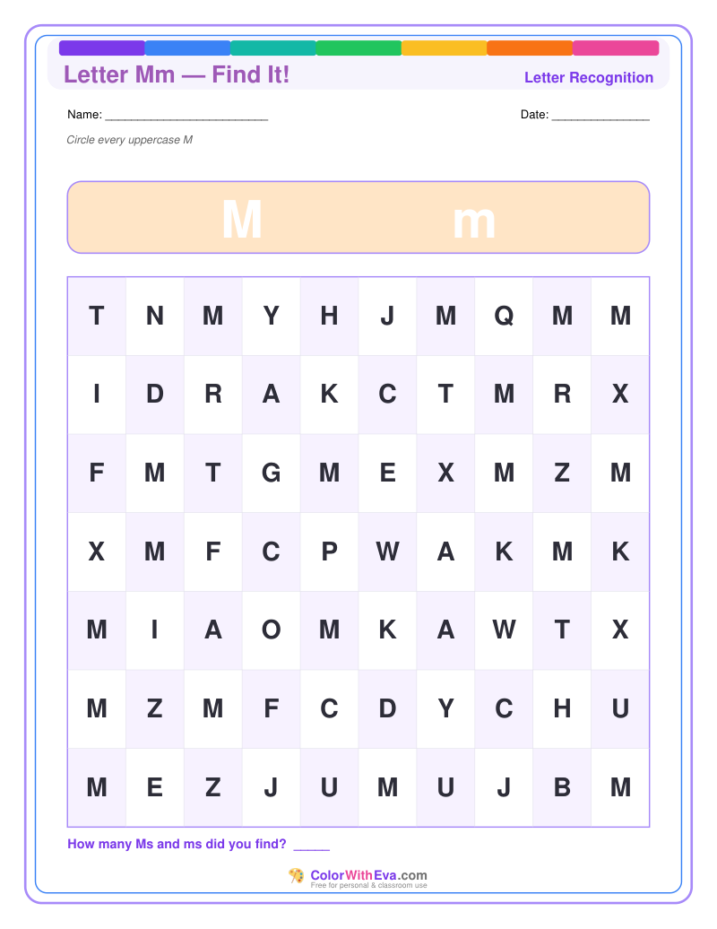 Letter Recognition: Find the Letter M preview