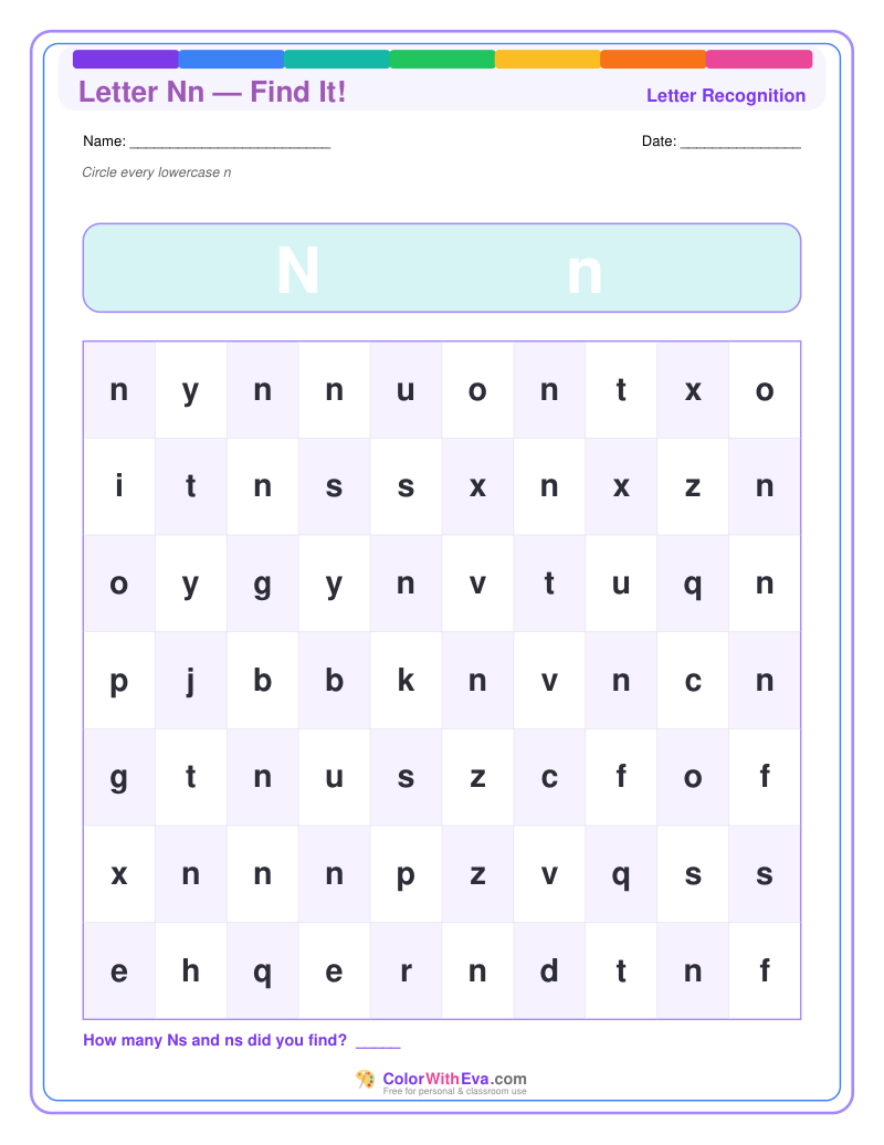 Letter Recognition: Find the Letter N preview
