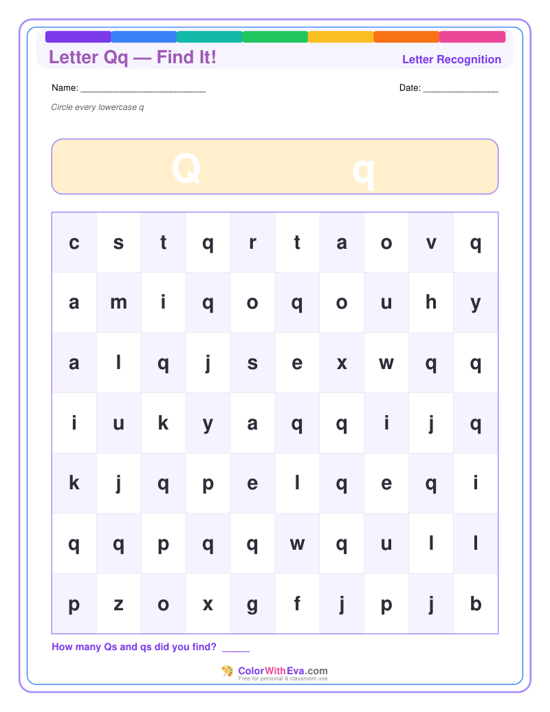 Letter Recognition: Find the Letter Q preview